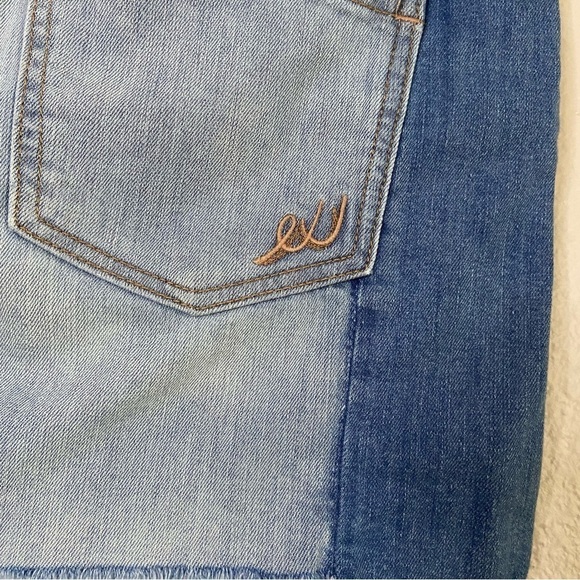 Express Colorblock Patchwork Denim Jean Mini Skirt Size 6 - Picture 3 of 7